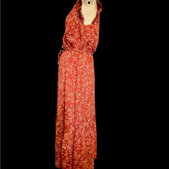 Ann Taylor Womens 8 Shimmer Floral Flutter Cottage Boho Midi Dress - Picture 14 of 15